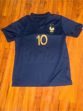 MBAPPE Navy Blue Soccer Jersey with Gold Accents - Number 10